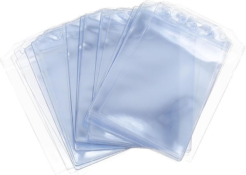 50 Pieces Clear ID Badge Holder, Wear Resistant Sleeve for Cards