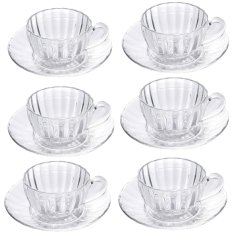 Set of 6 Pumpkin Glass Cup/Saucer Set