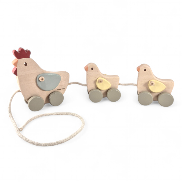 Timmy Toys Chicken Family Pull-Along Baby Wooden Toy