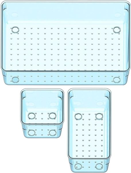 Sulfar 3pcs Bathroom Drawer Tray Dividers Plastic Vanity Organizers