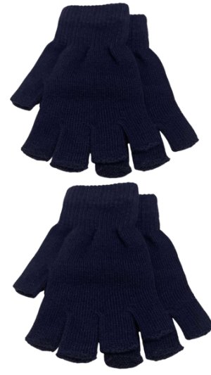 Men’s and Women’s Fingerless Gloves Set of 2 Pairs - Navy