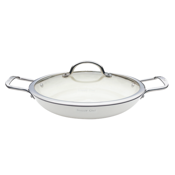 Snappy Chef Superlight Cast Iron Round Griddle - 30cm - White