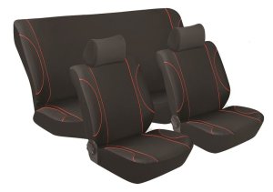 STINGRAY - Monaco 6Pc Car Seat Cover Set | Universal fit | Black/Red