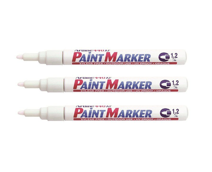 Artline EK 440 Fine Point Permanent Paint Marker 1.2mm White - Pack of 3