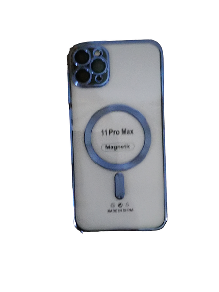 Clear Silicone - MagSafe - Protective Cover for Iphone 11 pro max (blue)