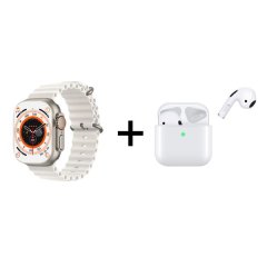 White Fitness Tracker Smart Watch &amp; TWS Wireless Earphones Combo