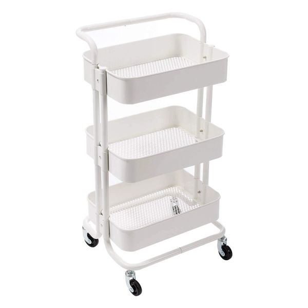 Multifunctional Trolley Kitchen Storage Rack - White