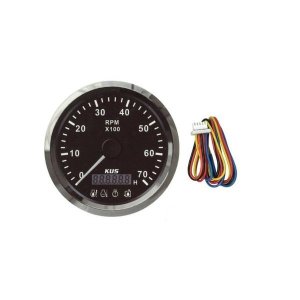 KUS Marine Grade Tachometer with Hour Meter and LED Warning Lights - White