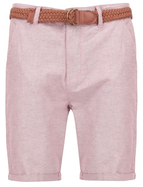 Tokyo Laundry - Men's Zavier Cotton Chino Shorts with Woven Belt in Red Oxford [Parallel Import]
