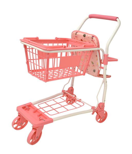 Shopping Trolley with Basket and Baby Doll Seat - Imaginative Play, Pretend