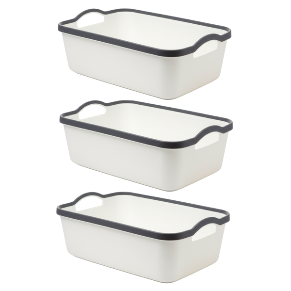 3-Pack | Storage Basket | Plain, Oval 36cm - White