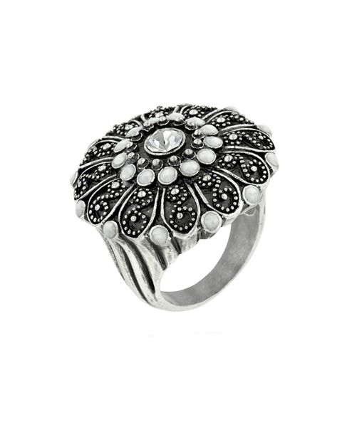 Miss Jewels- Antique Silver Crest Costume Ring