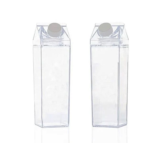 2x 500ml Transparent Carton Bottles - 2x Plastic Bottles