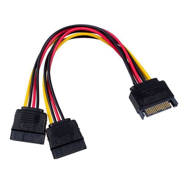 SATA Power Splitter Y Cable Adapter-1 Male to 2 Female - 2 Pack