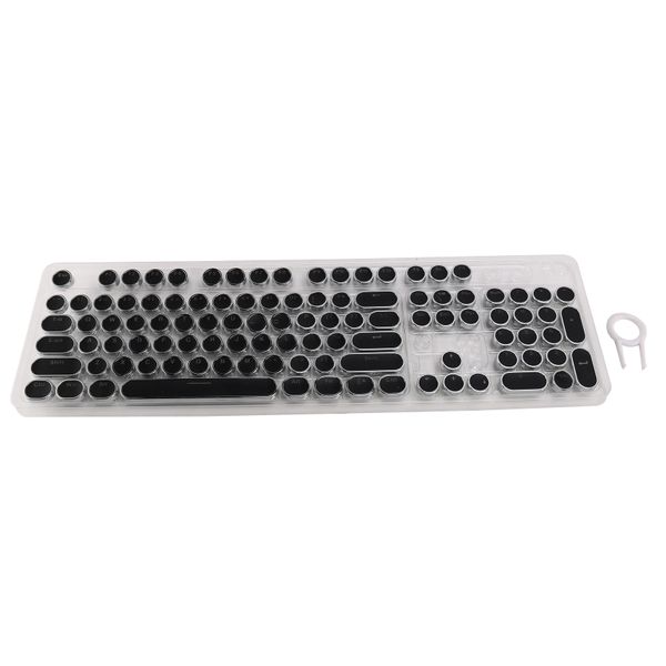 104-Key Retro Round Keycaps DIY for Backlit Mechanical Keyboard Black