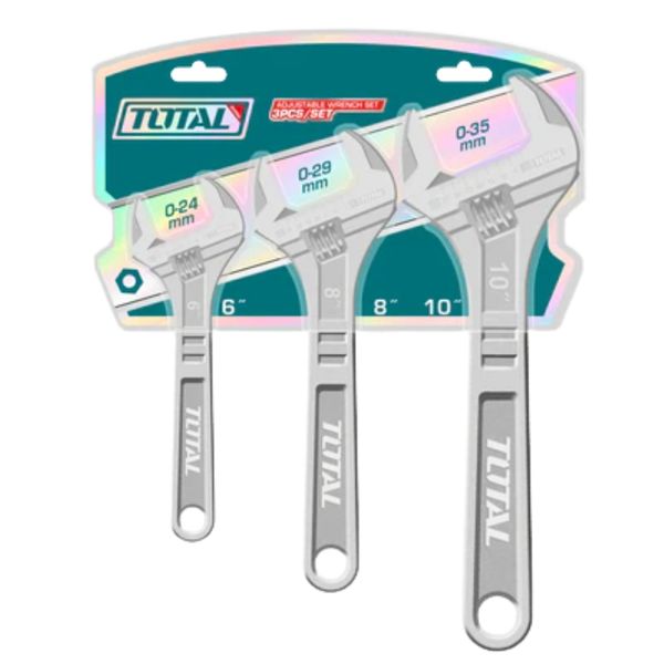 Total Tools - Adjustable Steel Wrench Set - 3 Pce (6" / 8" / 10")