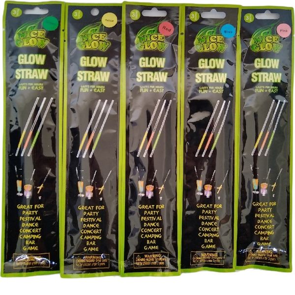 Glow Drinking Straws x 15pc - Assorted Colours
