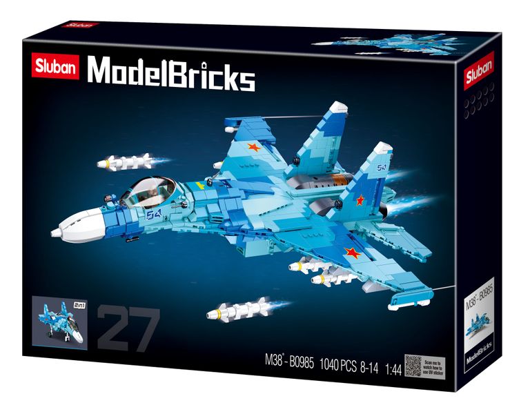 Sluban Model Bricks SU27 Fighter 1040 Pieces