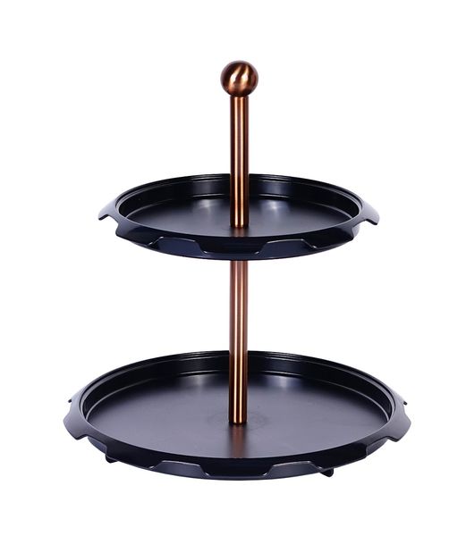 Berlinger Haus Chrome Iron 2 Tier Cake Stand - Black Rose Collection