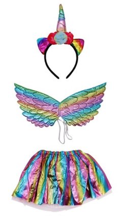 Rainbow Unicorn Kids Costume Set with Wing