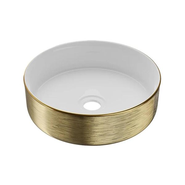 Lovely Counter Top Gold and White Bathroom Basin