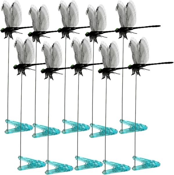 10pcs Black Dragonfly Clips for Garden, 3D Decorative Insect Outdoor Indoor