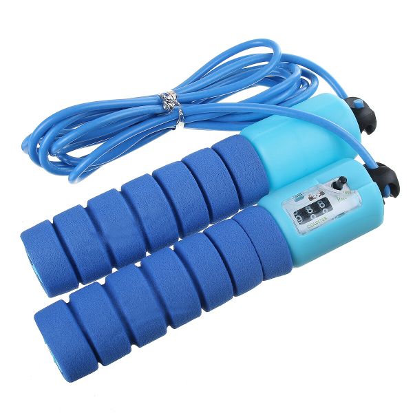 Digital Skipping Rope Adjustable Speed Skipping Jump Rope With Counter-Blue