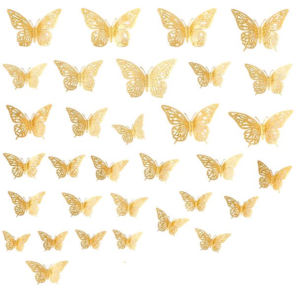 48 Piece 3D Gold Butterfly Wall Stickers