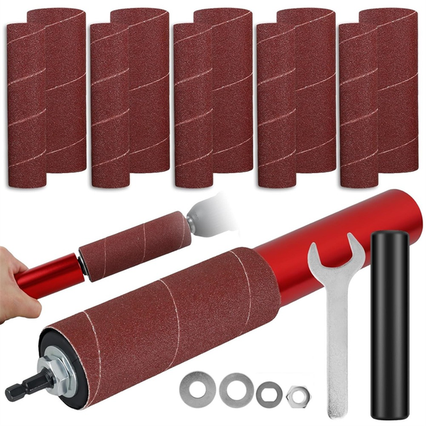 Drum Sander Set,Rubber Sanding Drum Spindle Sander Adapter, with 120 Grit S