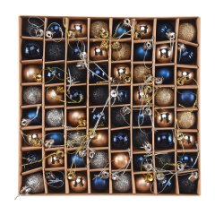 64 Pcs Christmas Ornaments Gifts Christmas Tree Balls -Blue Gold