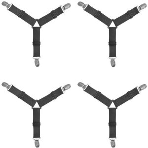 Adjustable Triangle Elastic Suspenders Gripper Holder - 4 Packs