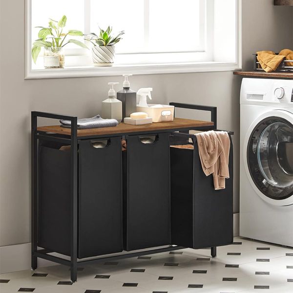 Laundry Hamper Sorter Storage Shelf Fabric Bags Cloth Laundry Basket