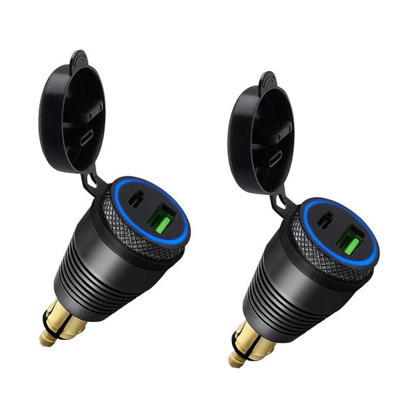 2X Motorcycle Din Charger To Qc3 0 Usb &amp; Type C Power Delivery
