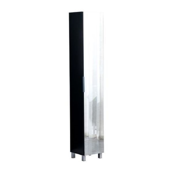 Floor Standing Mirrored Bathroom Cabinet with 6 Shelves - Black