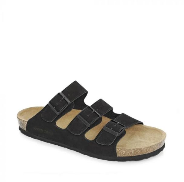 Green Cross Women Black Flat Strap Sandals