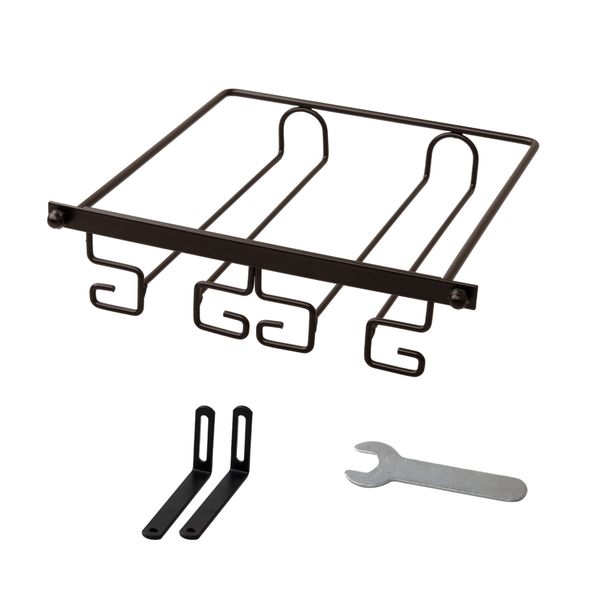 2 Rows Under-Cabinet Wine Glass Hanger - Brown