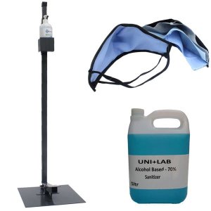 Econo Pack - Foot Operated Dispenser - 500ml &amp; 5L Liquid Sanitizer - 5 Mask