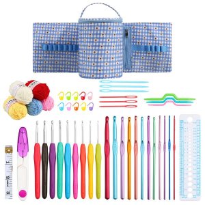 50Piece Crochet Hooks Kit with Storage Bag DIY Knitting Tools for Beginners