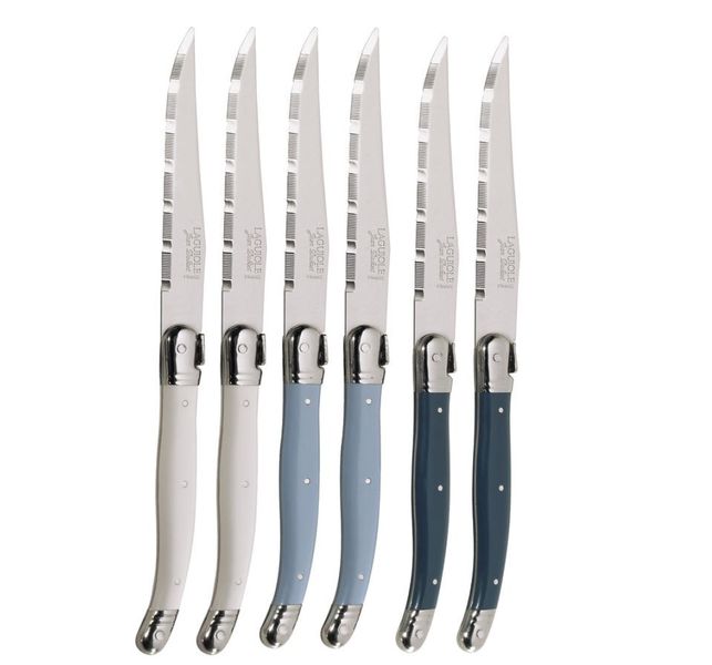 Laguiole by Jean Dubost - France 6 Piece Steak Knives - Atelier Blue Mix