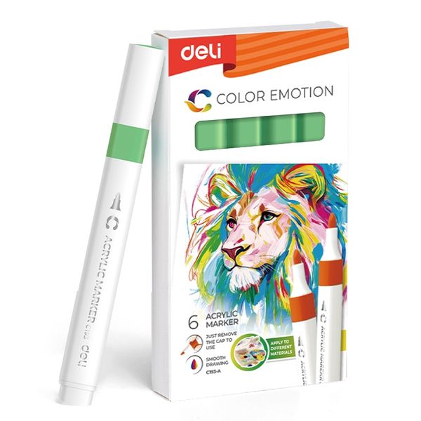 Deli Acrylic Marker Single Colour 6PCS