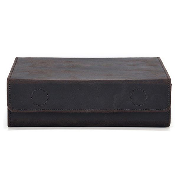 Luxury Genuine Leather Magnetic Eyeglass Case for 1 Pair Sunglasses