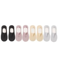 Invisible Ice Silk Socks Cotton Nylon Low Cut Liner Non-Slip Socks - Set of 4