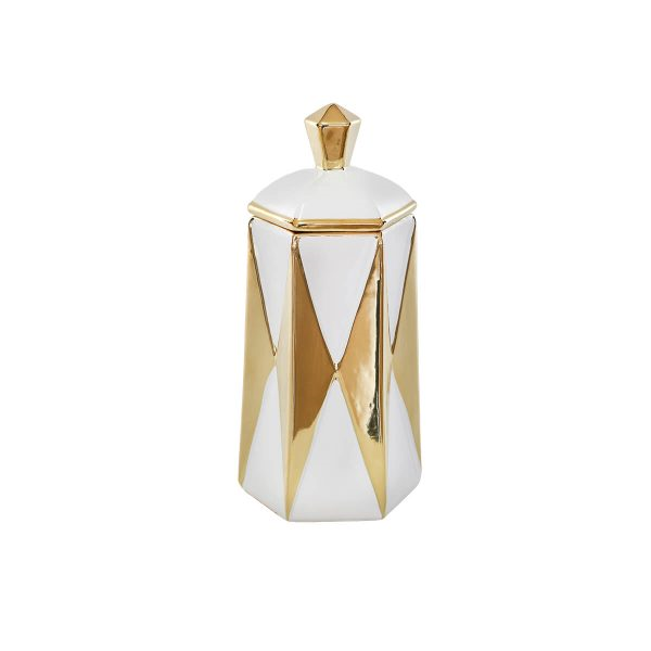 Mento Gold-White Ceramic Vase