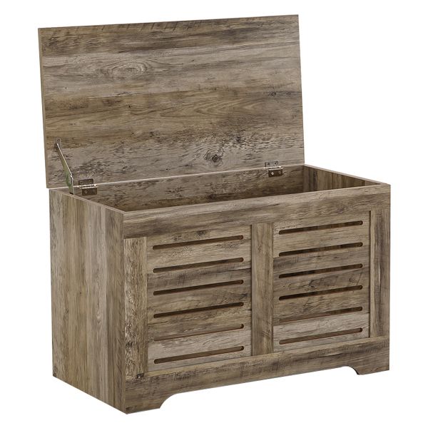 Storage Chest Cabinet Shoe Bench Flip-Top Wooden Toy Box 2 Safety Hinges