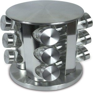 Optic Stainless Steel Spice Rack 12 Piece - Silver