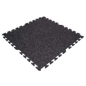 Rubber Interlocking Gym Tile - Black with Grey