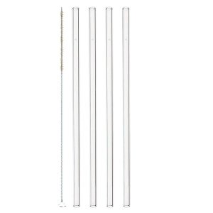 Leonardo Glass Straws with Cleaning Brush Ciao 23cm – Set of 4