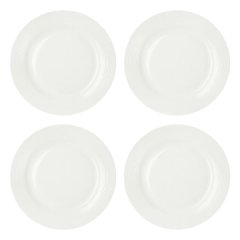 4 Piece - Luxury Ribbed Edge Dinner Plate - White