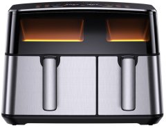 HOMTTO Visible Window Stainless Steel Dual Air Fryer - 9.5L