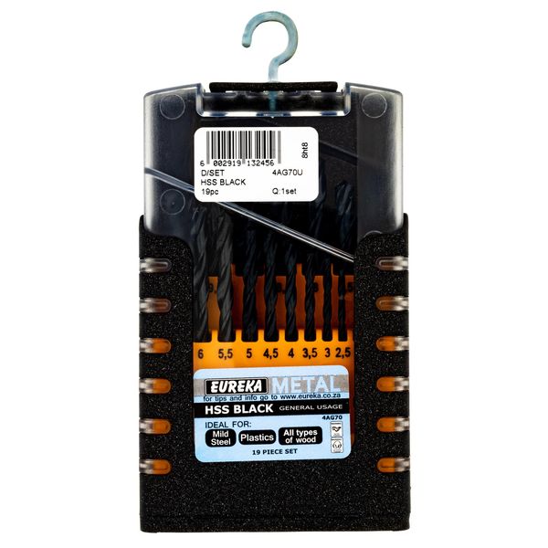 EUREKA DRILL BITS 19pc HSS Black 19 pieces SET for Metal 4AG70U
